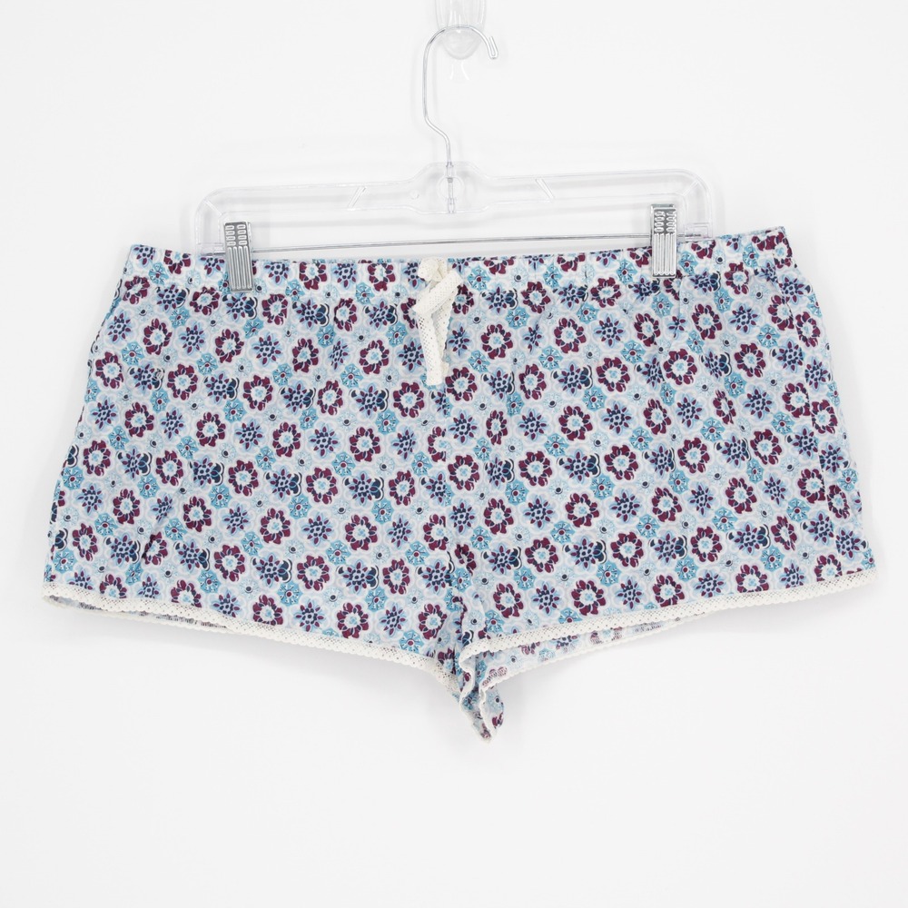 L.E.I. Women's Blue Floral Lace Trim Sleep Shorts Size XXL‎